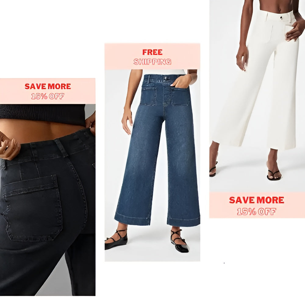 Tummy-Control Cropped Wide-Leg Jeans