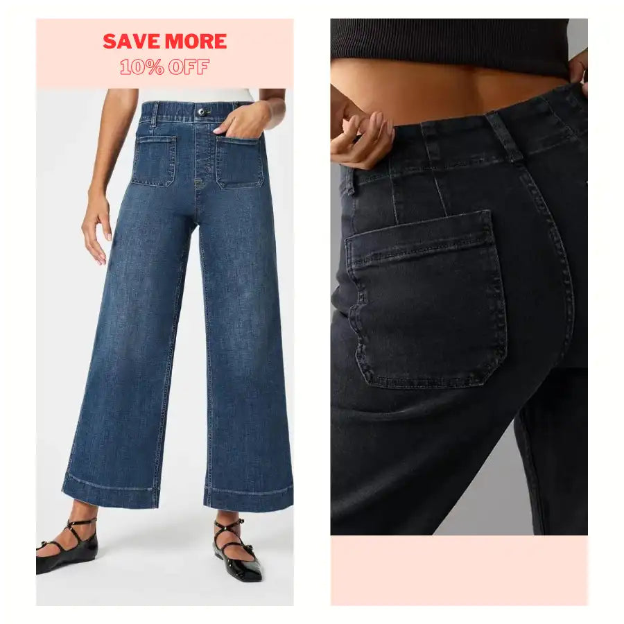 Tummy Control Cropped Wide-Leg Jeans