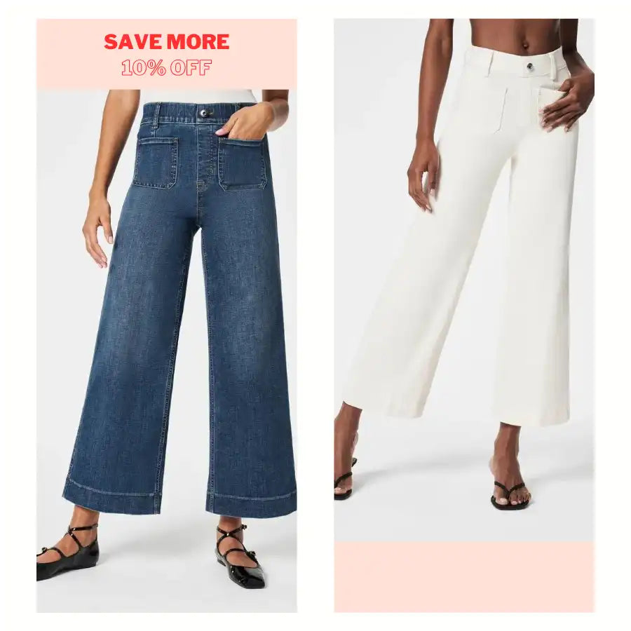 Tummy Control Cropped Wide-Leg Jeans
