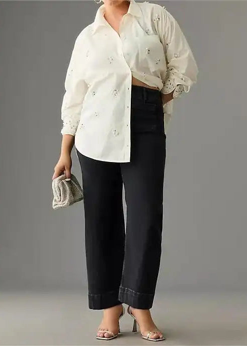 Tummy Control Cropped Wide-Leg Jeans
