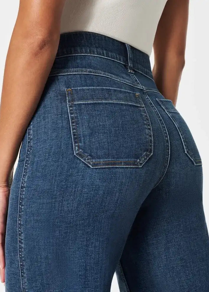 Tummy Control Cropped Wide-Leg Jeans