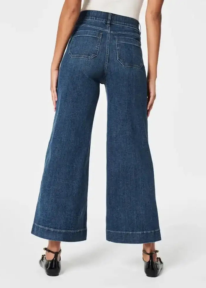 Tummy Control Cropped Wide-Leg Jeans