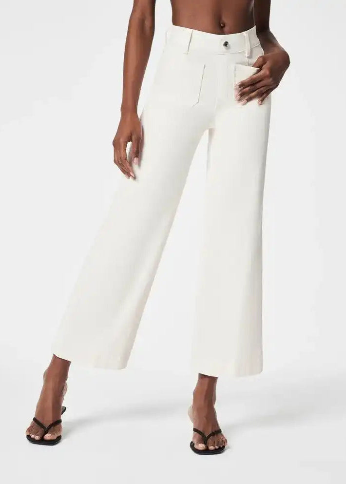 Tummy Control Cropped Wide-Leg Jeans