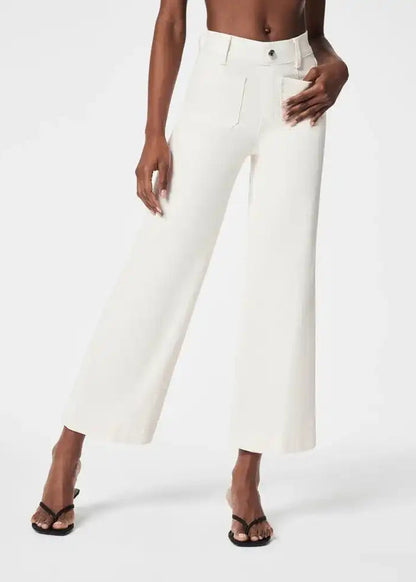 Tummy Control Cropped Wide-Leg Jeans